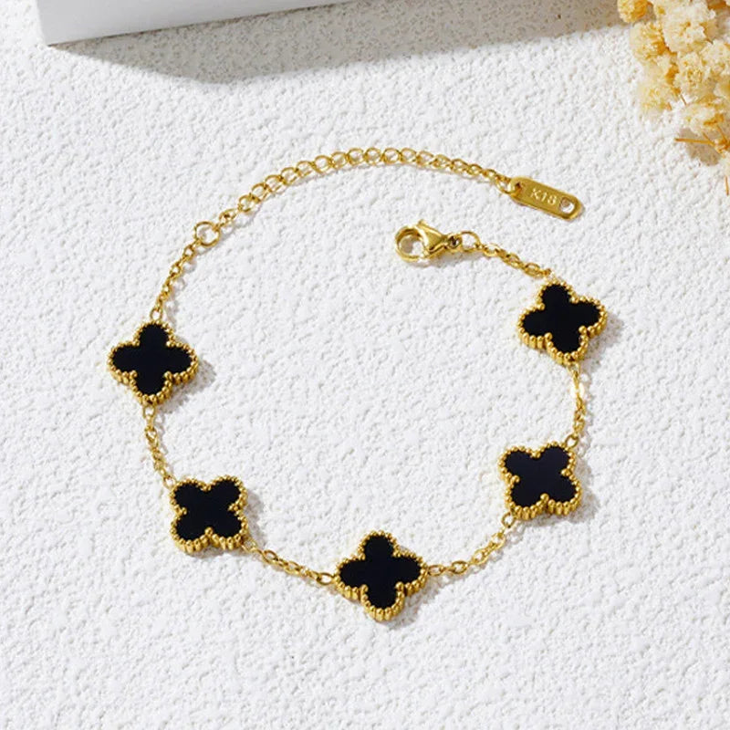 Black Clover Charm Gold Bracelet