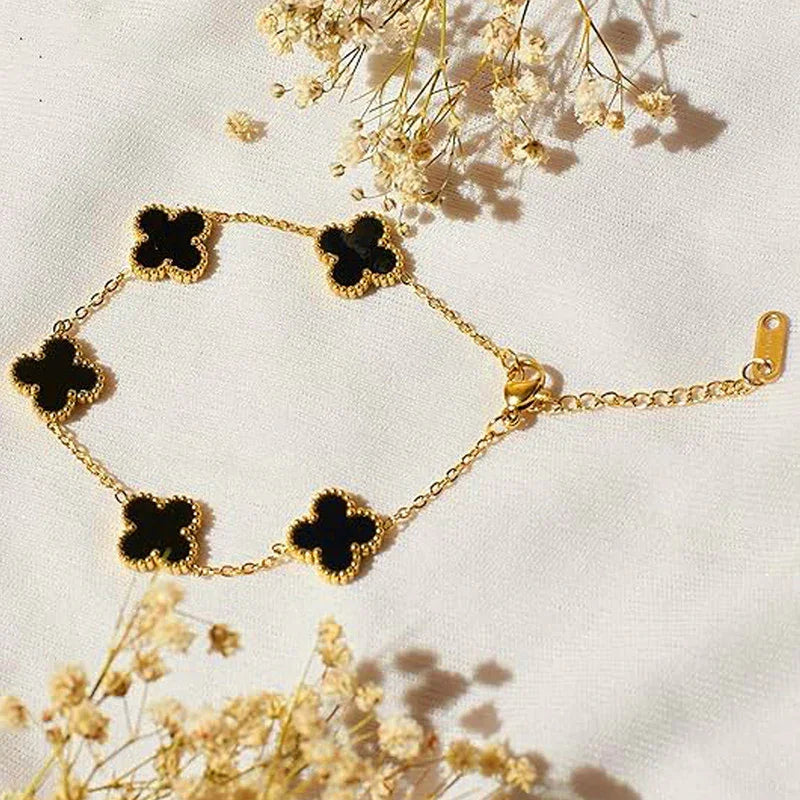 Black Clover Charm Gold Bracelet