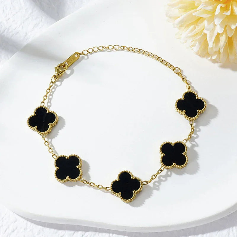 Black Clover Charm Gold Bracelet