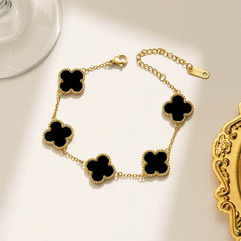 Black Clover Charm Gold Bracelet