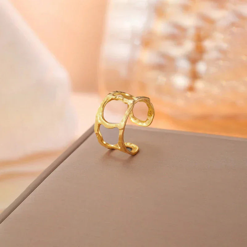 Golden Textured Open-Link Ring