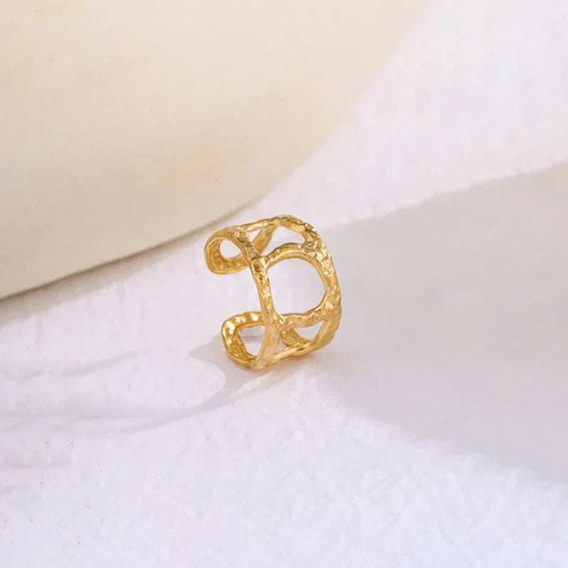 Golden Textured Open-Link Ring