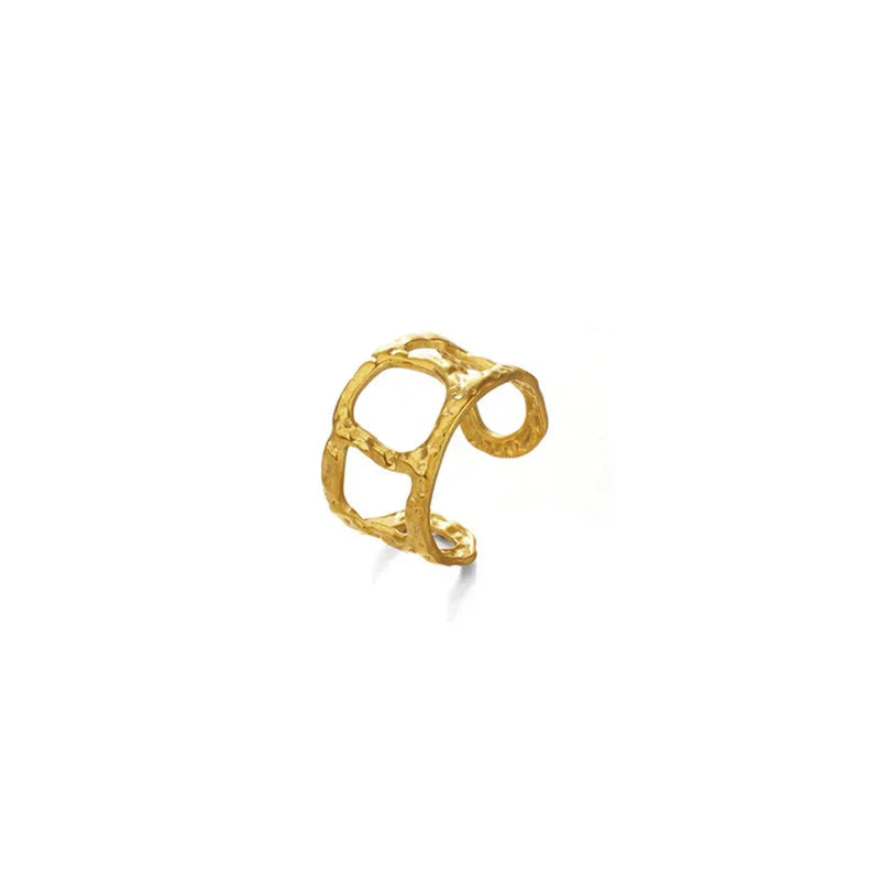 Golden Textured Open-Link Ring