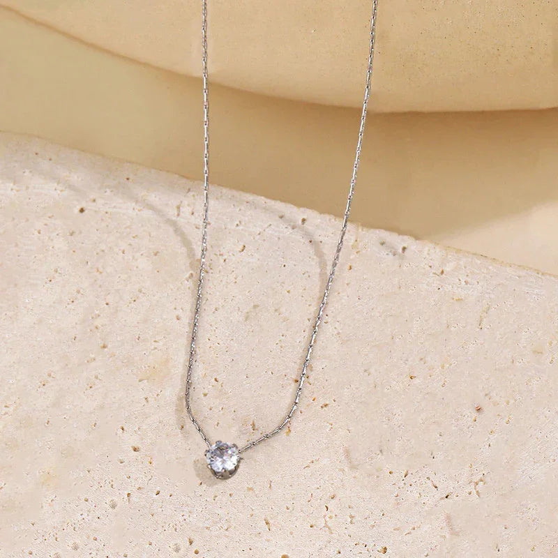 Classic Solitaire Pendant Necklace