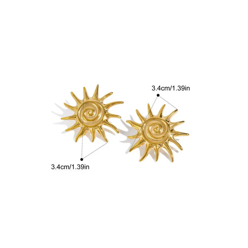 Golden Sunburst Stud Earring