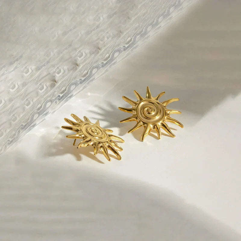 Golden Sunburst Stud Earring