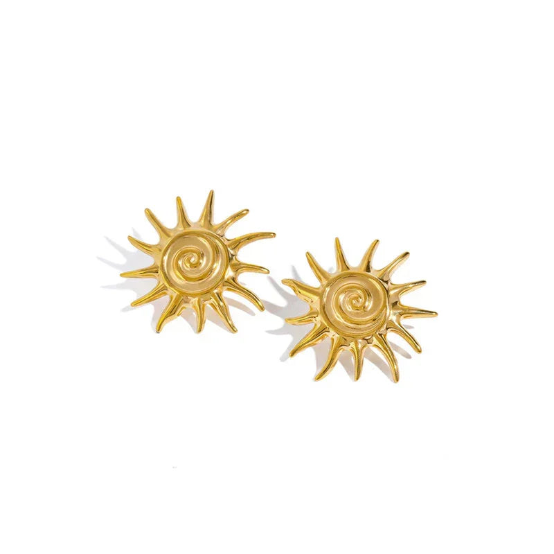 Golden Sunburst Stud Earring