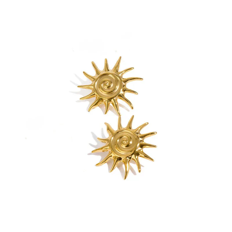 Golden Sunburst Stud Earring