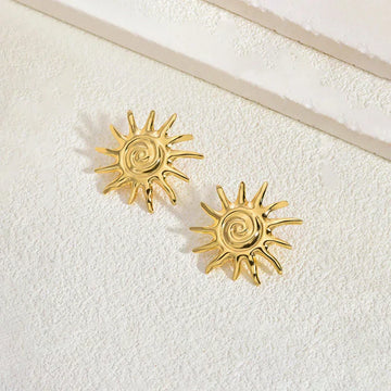 Golden Sunburst Stud Earring