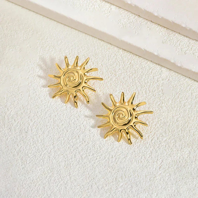 Golden Sunburst Stud Earring