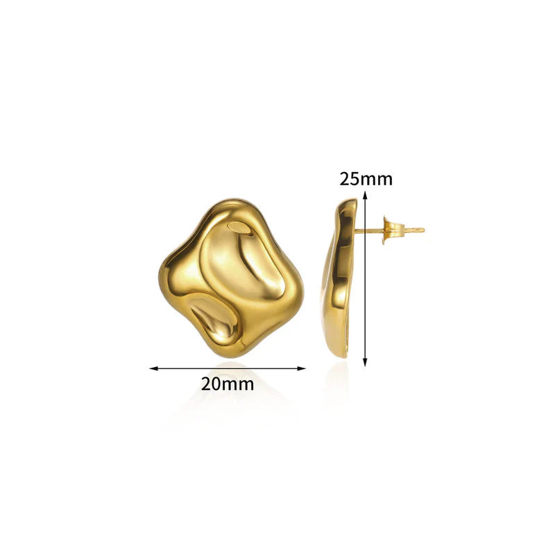 Anti-Tarnish Gold Organic Stud Earring