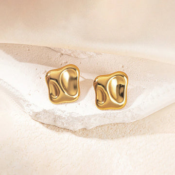 Anti-Tarnish Gold Organic Stud Earring