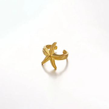 Anti-Tarnish Gold Starfish Adjustable Ring
