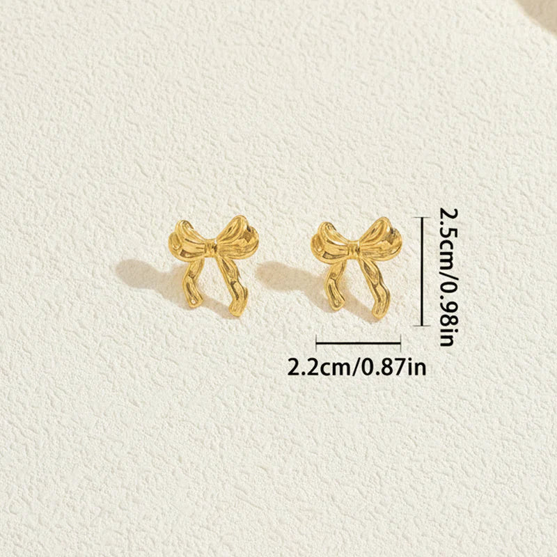 Elegant Gold Bow Stud Earring