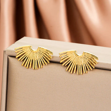 Golden Sunburst Anti-Tarnish Stud Earring
