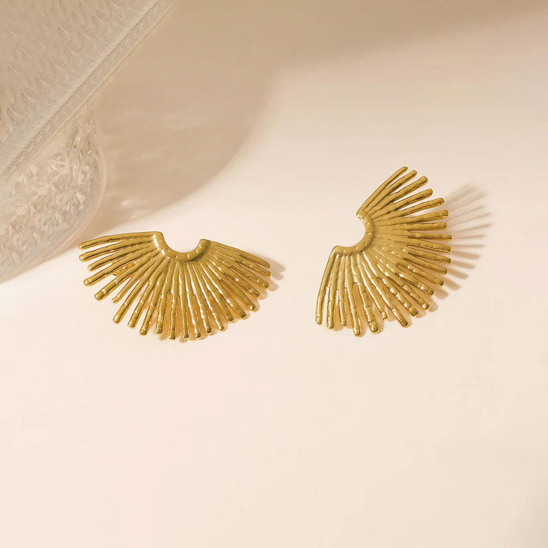 Golden Sunburst Anti-Tarnish Stud Earring