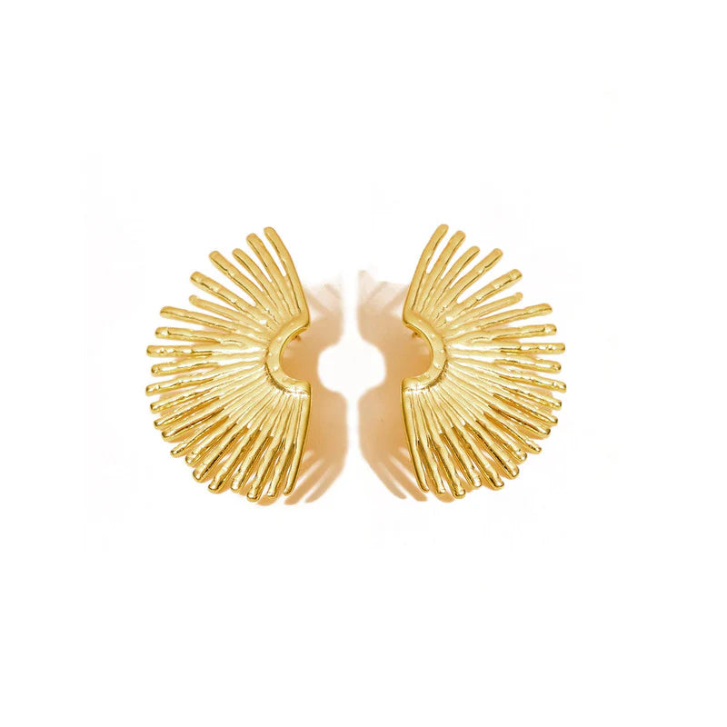 Golden Sunburst Anti-Tarnish Stud Earring
