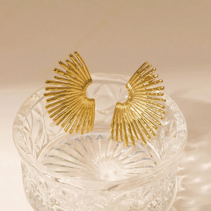 Golden Sunburst Anti-Tarnish Stud Earring