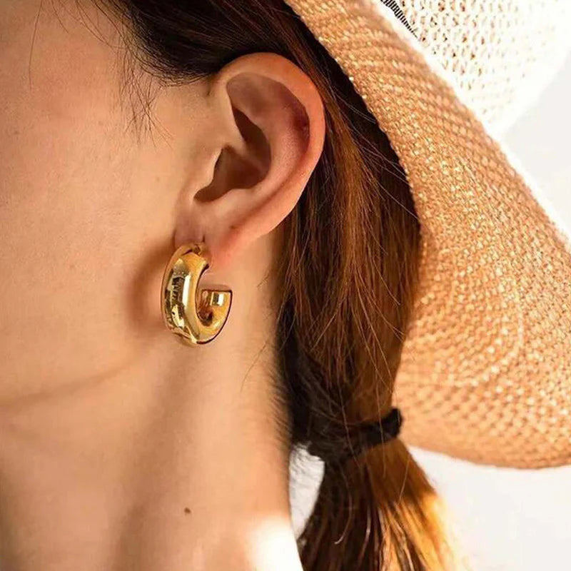 Luxury Gold-Plated Hoop & Statement Earrings Combo Set (Set of 3)