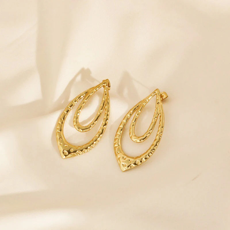 Elegant Dual-Layer Gold Teardrop Statement Earring