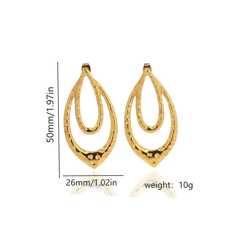 Elegant Dual-Layer Gold Teardrop Statement Earring