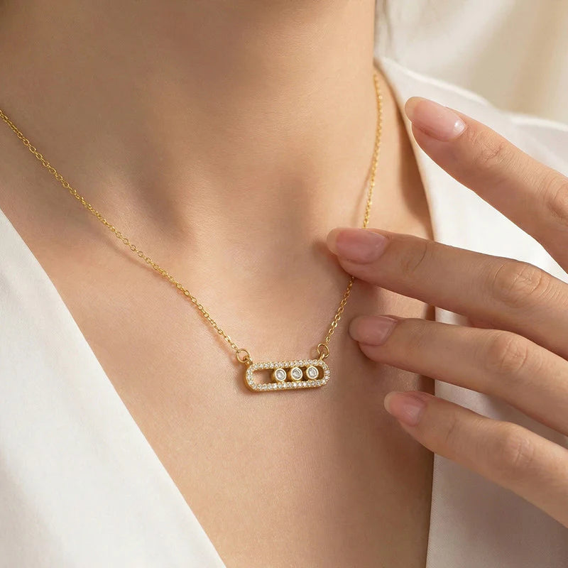 Anti Tarnish Celeste Crystal Bar Pendant Necklace