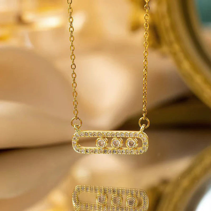 Anti Tarnish Celeste Crystal Bar Pendant Necklace