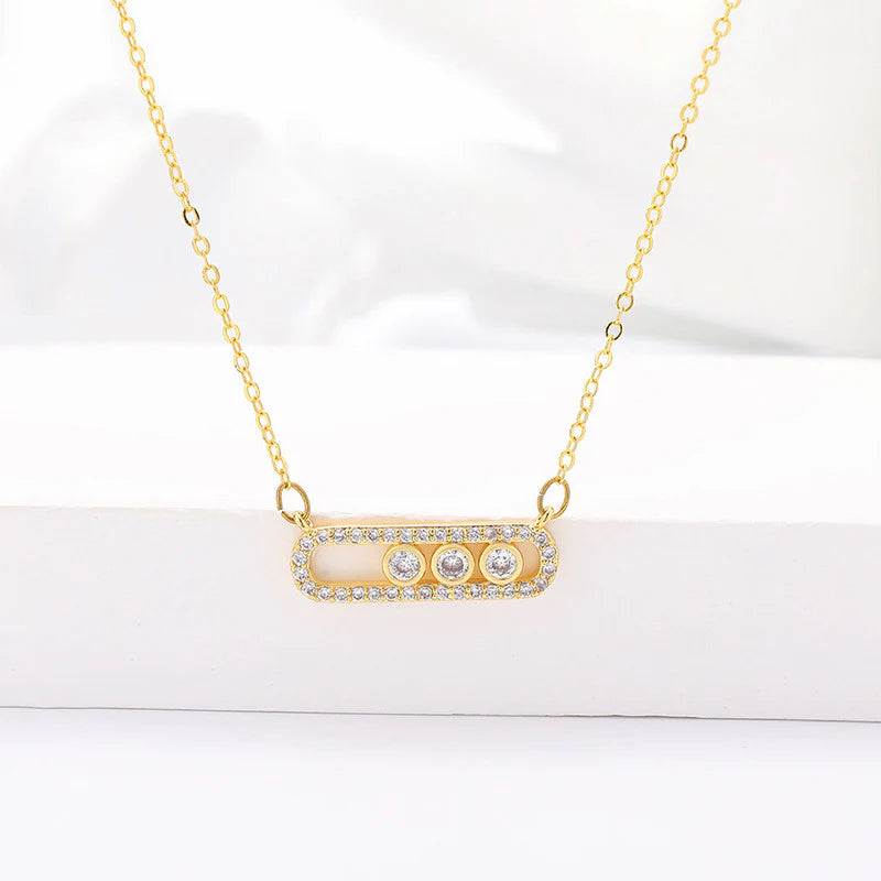 Anti Tarnish Celeste Crystal Bar Pendant Necklace