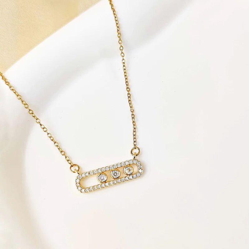Anti Tarnish Celeste Crystal Bar Pendant Necklace