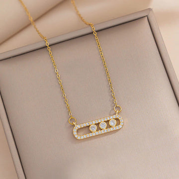 Anti Tarnish Celeste Crystal Bar Pendant Necklace