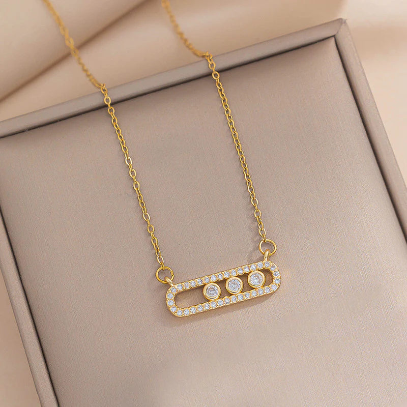 Anti Tarnish Celeste Crystal Bar Pendant Necklace