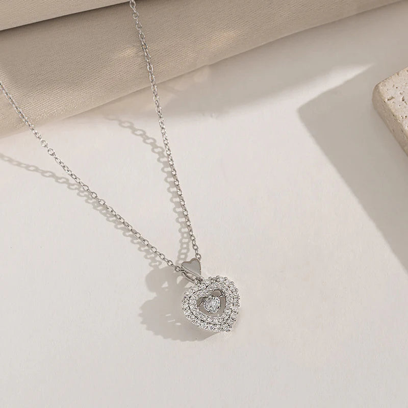 Anti Tarnish Luna Sparkle Heart Pendant Necklace