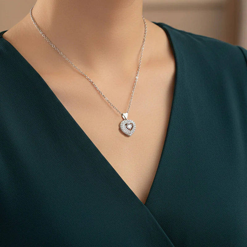 Anti Tarnish Luna Sparkle Heart Pendant Necklace