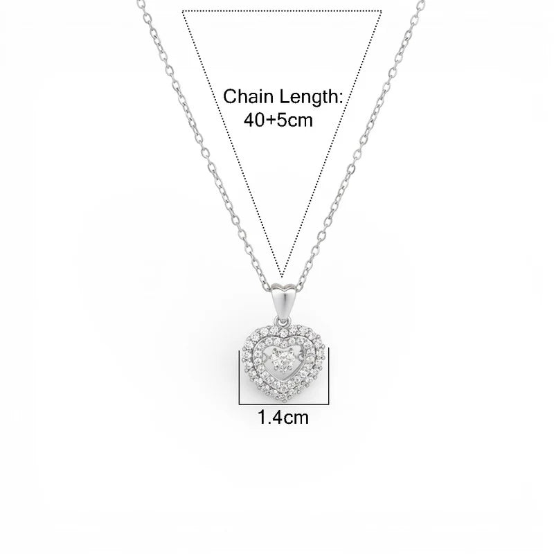 Anti Tarnish Luna Sparkle Heart Pendant Necklace