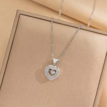 Anti Tarnish Luna Sparkle Heart Pendant Necklace