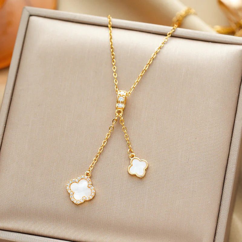 Anti Tarnish Aurielle Clover Drop Pendant Necklace