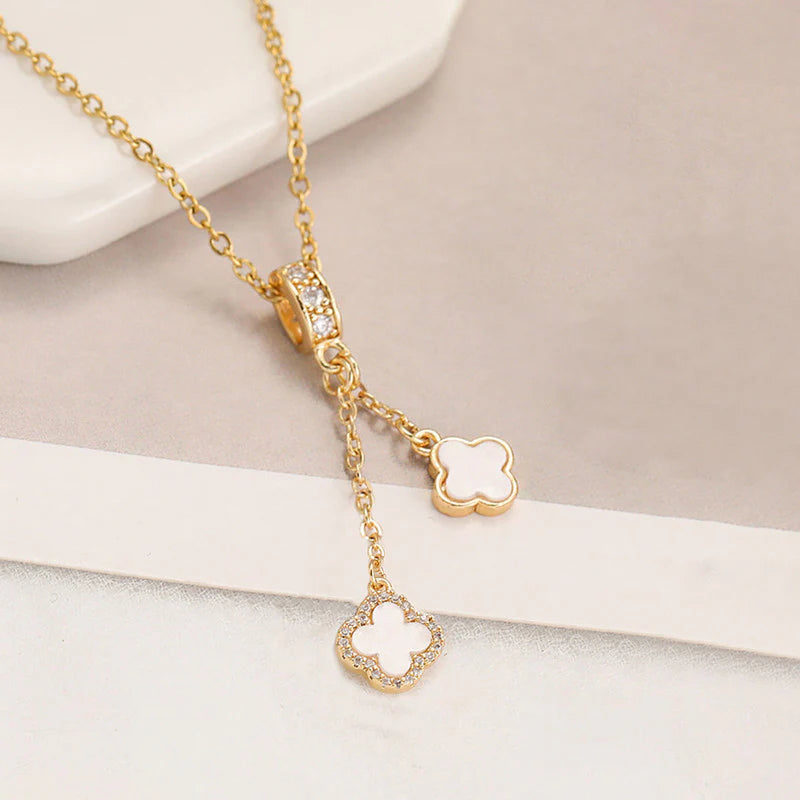 Anti Tarnish Aurielle Clover Drop Pendant Necklace