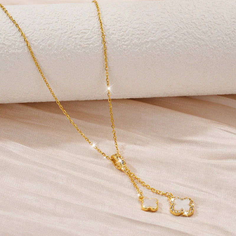 Anti Tarnish Aurielle Clover Drop Pendant Necklace