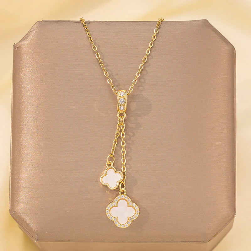 Anti Tarnish Aurielle Clover Drop Pendant Necklace
