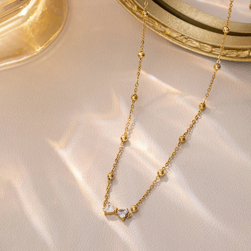Anti Tarnish Elara Crystal Bow Necklace