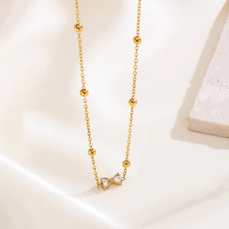 Anti Tarnish Elara Crystal Bow Necklace