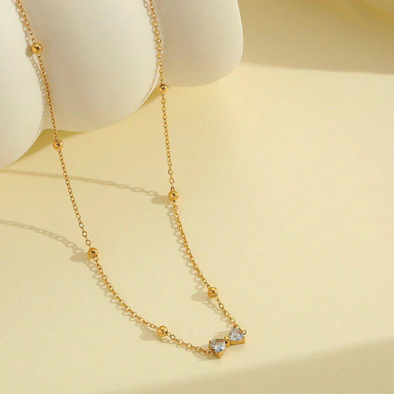 Anti Tarnish Elara Crystal Bow Necklace