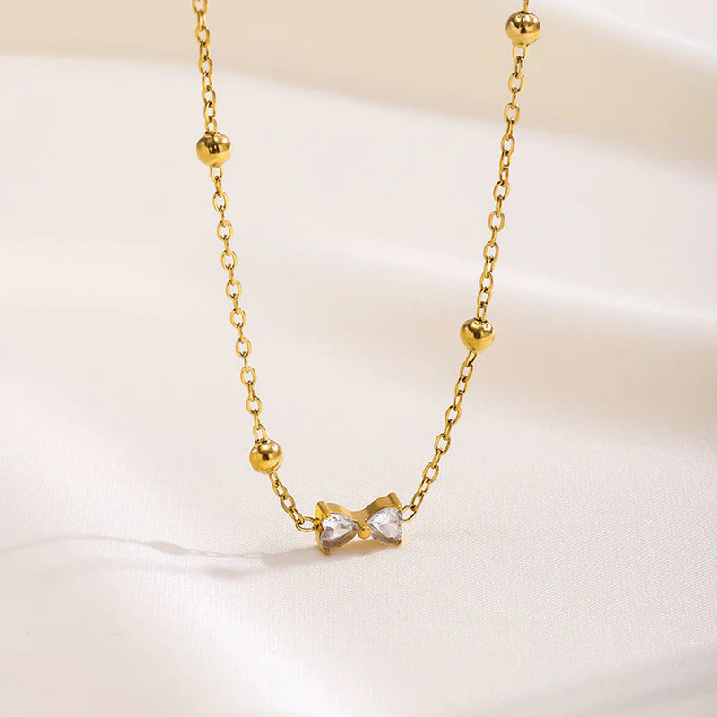 Anti Tarnish Elara Crystal Bow Necklace