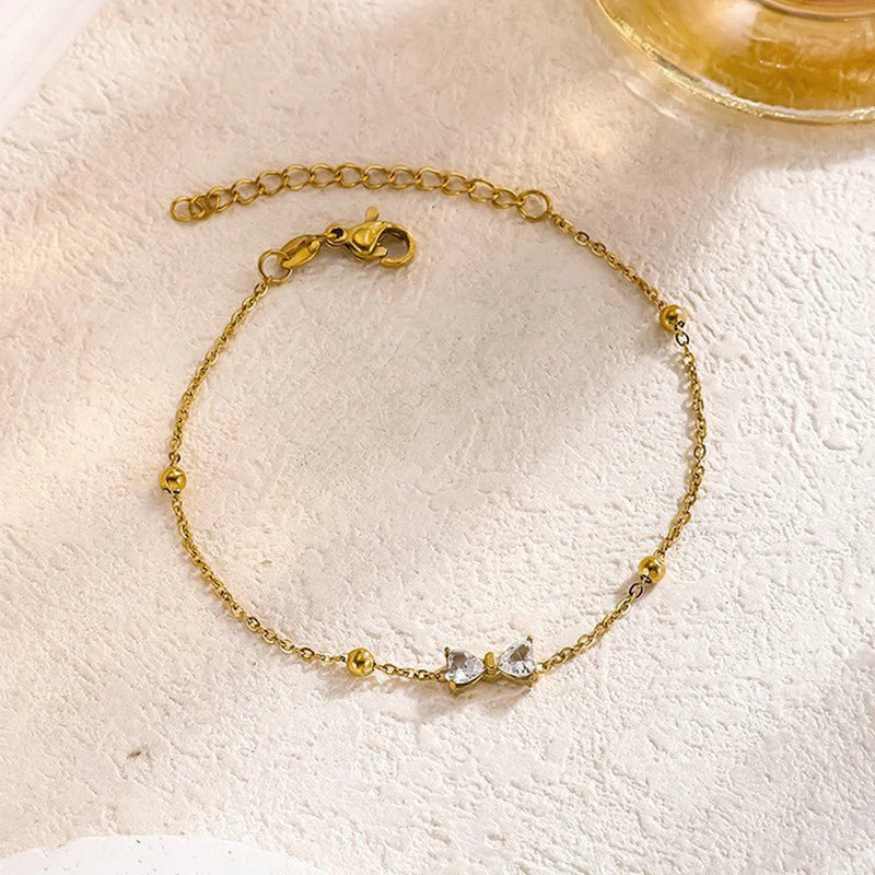 Anti Tarnish Golden Bow Crystal Bracelet
