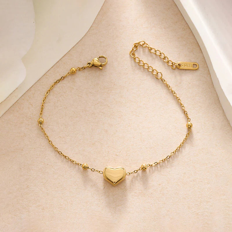 Anti Tarnish Golden Heart Bracelet