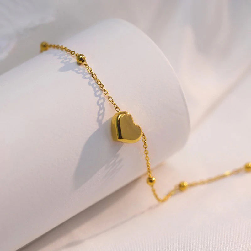 Anti Tarnish Golden Heart Bracelet