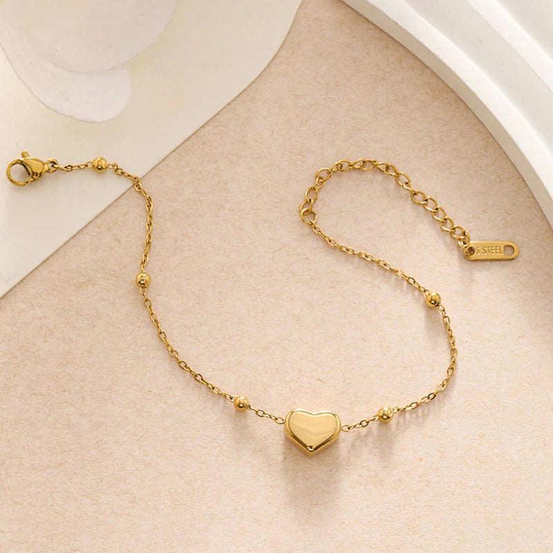 Anti Tarnish Golden Heart Bracelet