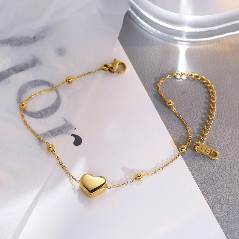 Anti Tarnish Golden Heart Bracelet