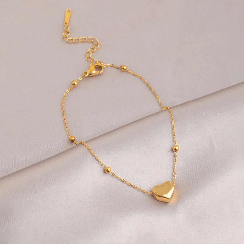 Anti Tarnish Golden Heart Bracelet