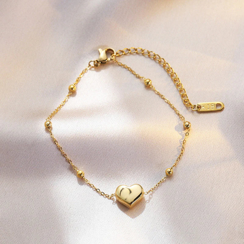 Anti Tarnish Golden Heart Bracelet